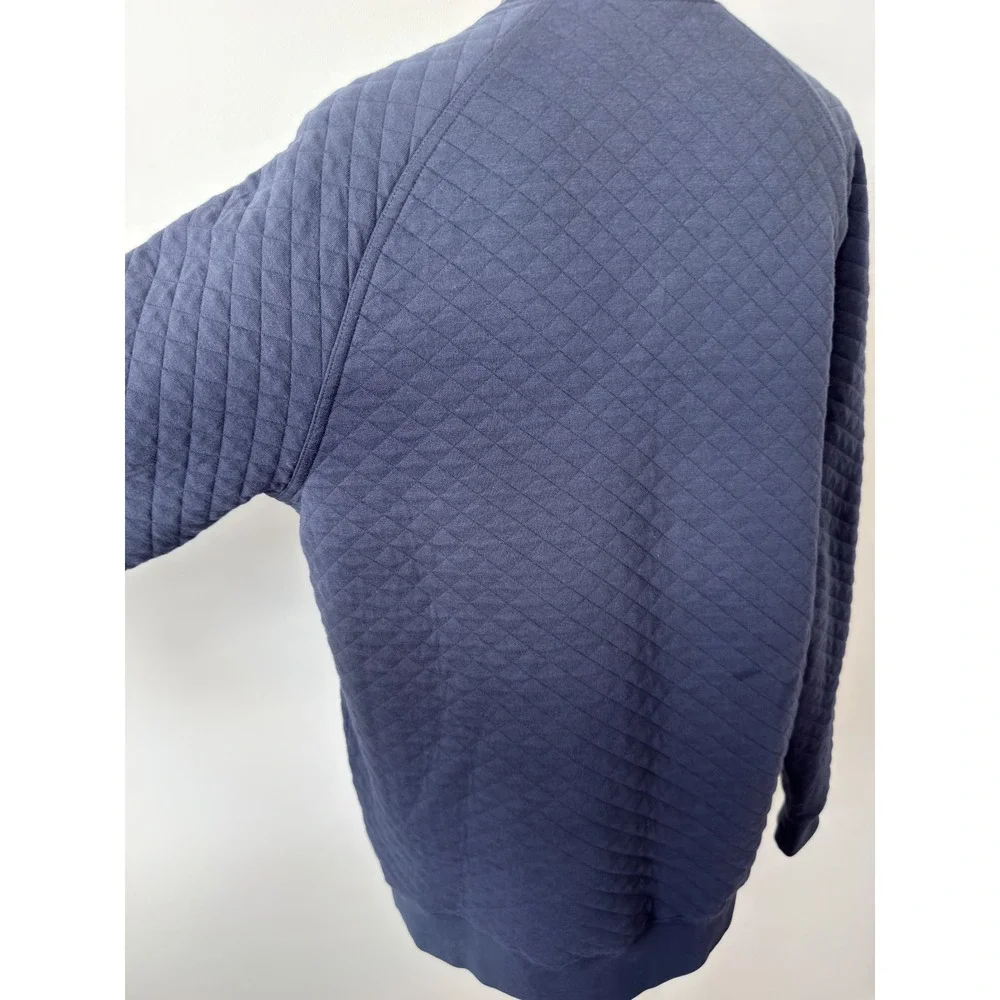 LL Bean Quilted Sweatshirt Mens M Navy Blue Diamond Pullover Traditional Fit